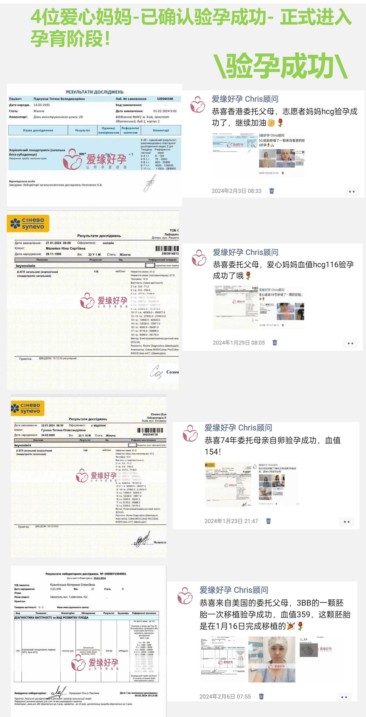 爱缘好孕:1月试管婴儿好孕简报