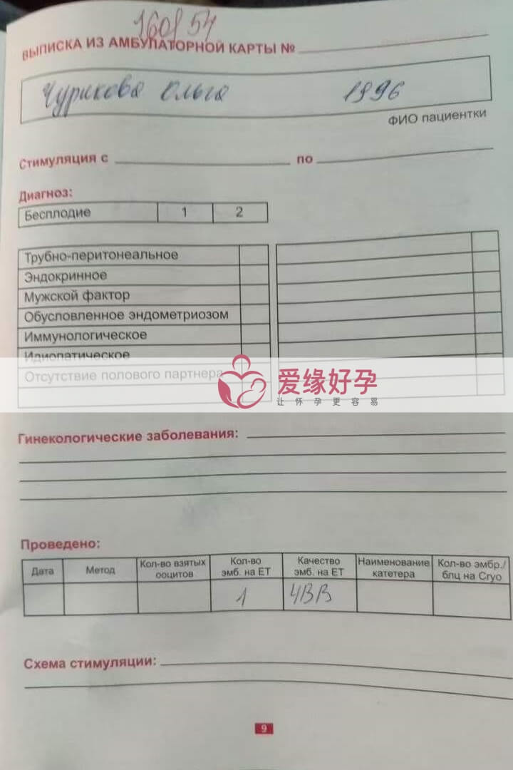 试管婴儿助孕爱心妈妈移植一颗囊胚