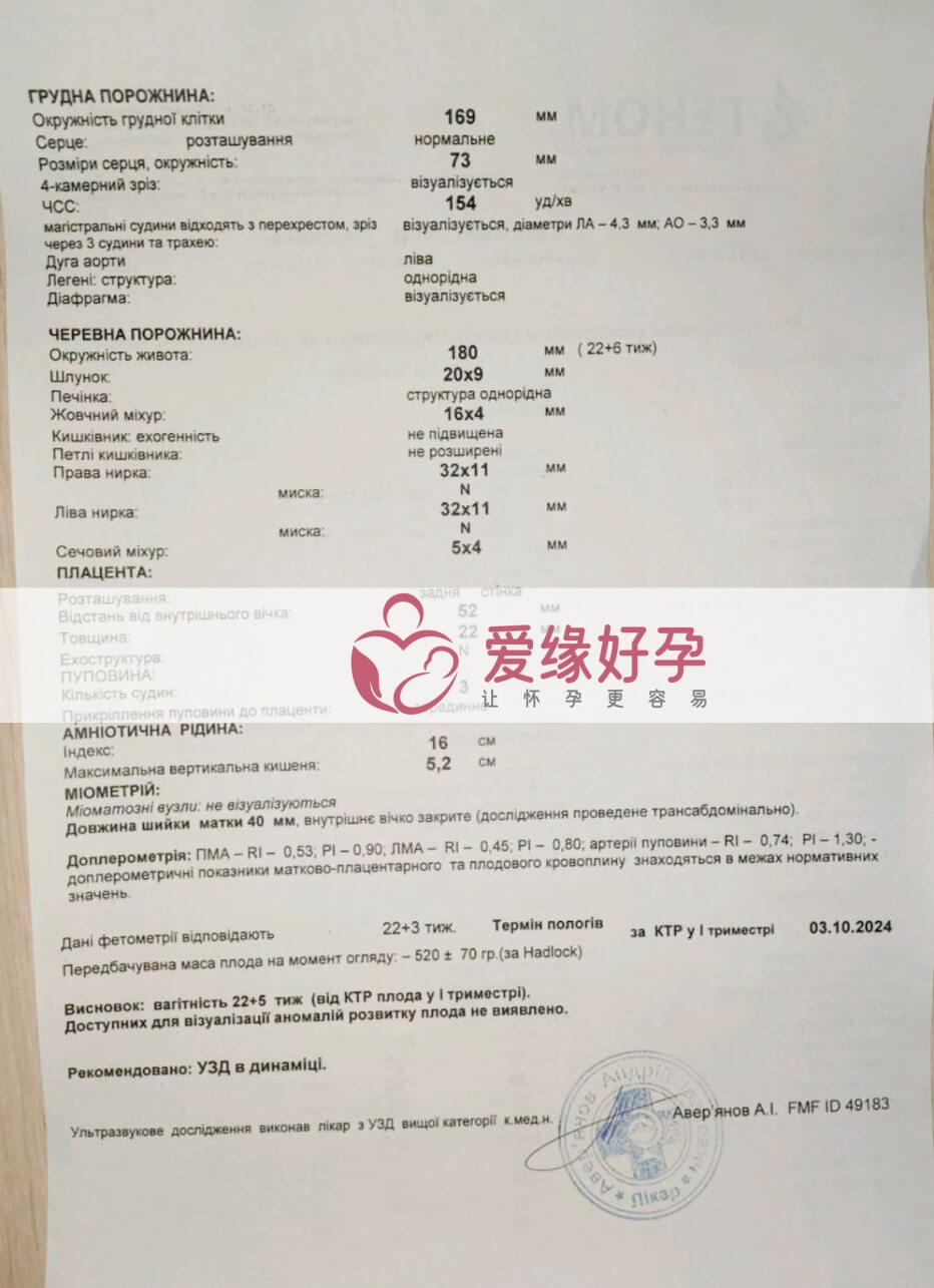 爱缘好孕:乌克兰爱心妈妈孕22周产检顺利通过