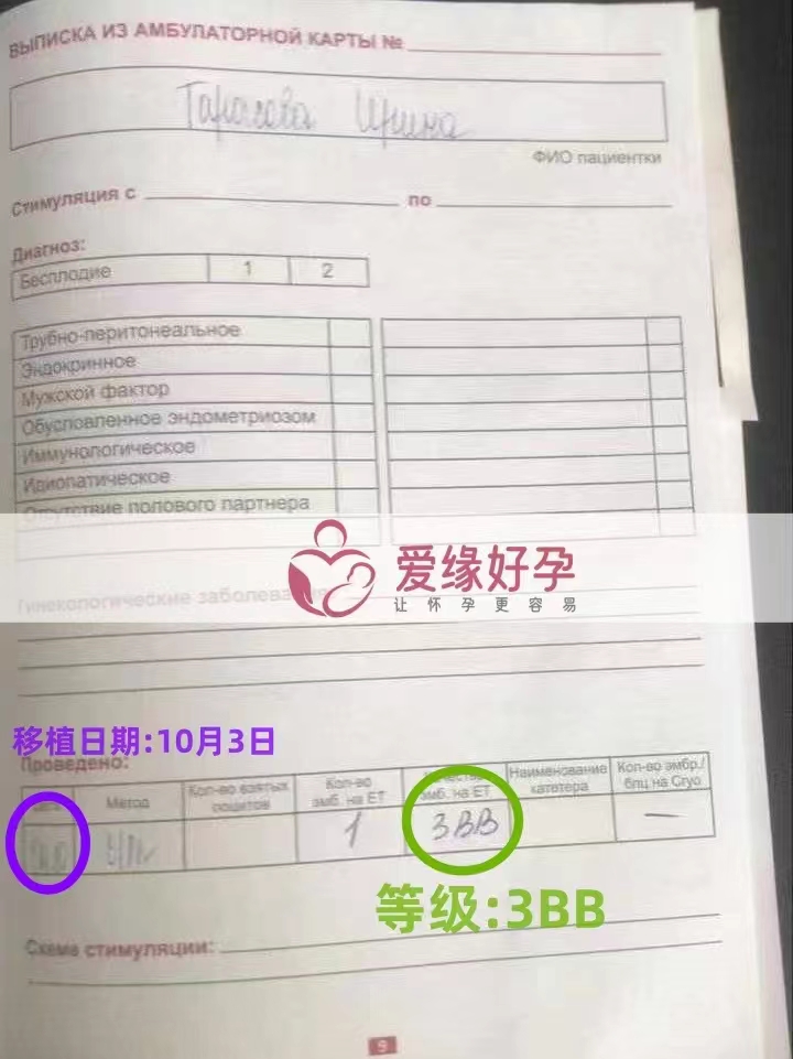 哈萨克斯坦爱心使者顺利移植一颗3BB的胚胎