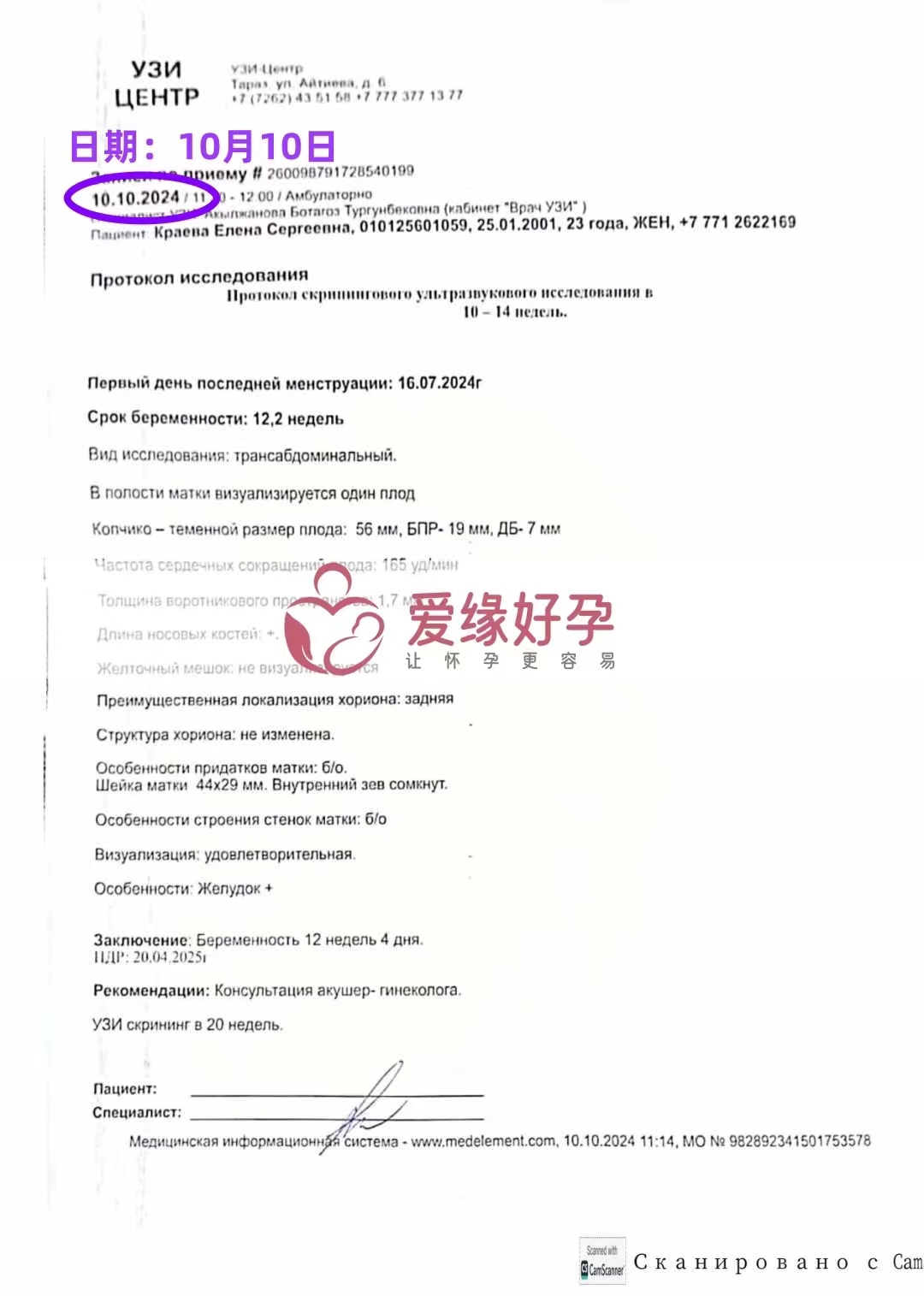 格鲁吉亚爱心使者12周产检顺利通过