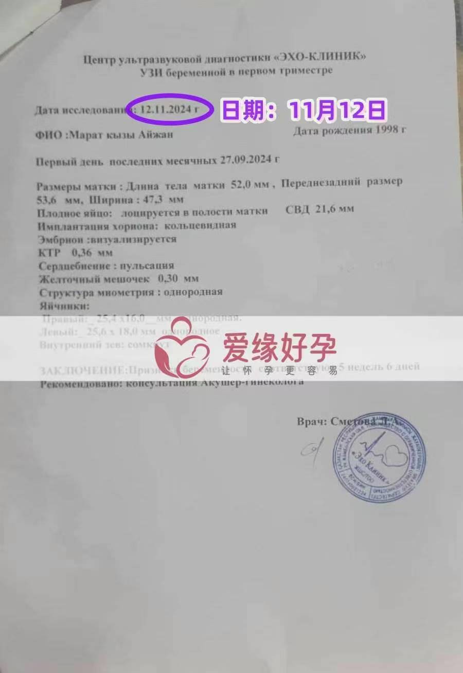 格鲁吉亚爱心使者孕5周产检顺利通过